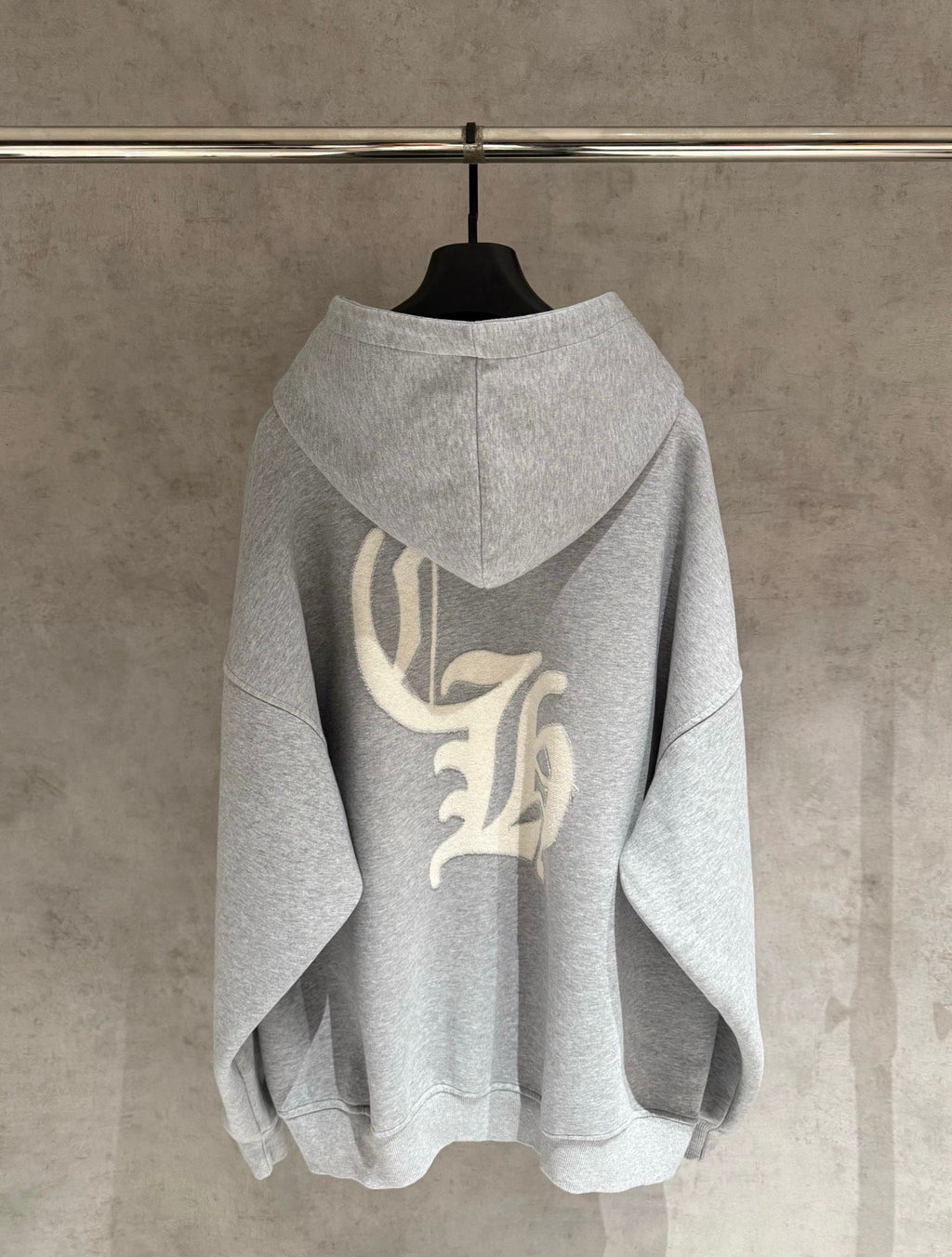 Embroidered CH Logo Grey Oversized Hoodie™