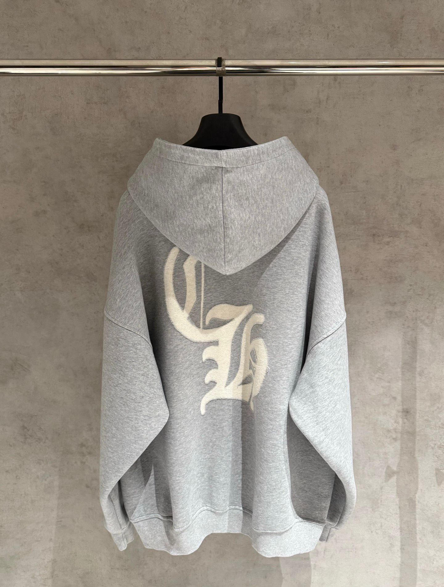 Embroidered CH Logo Grey Oversized Hoodie™