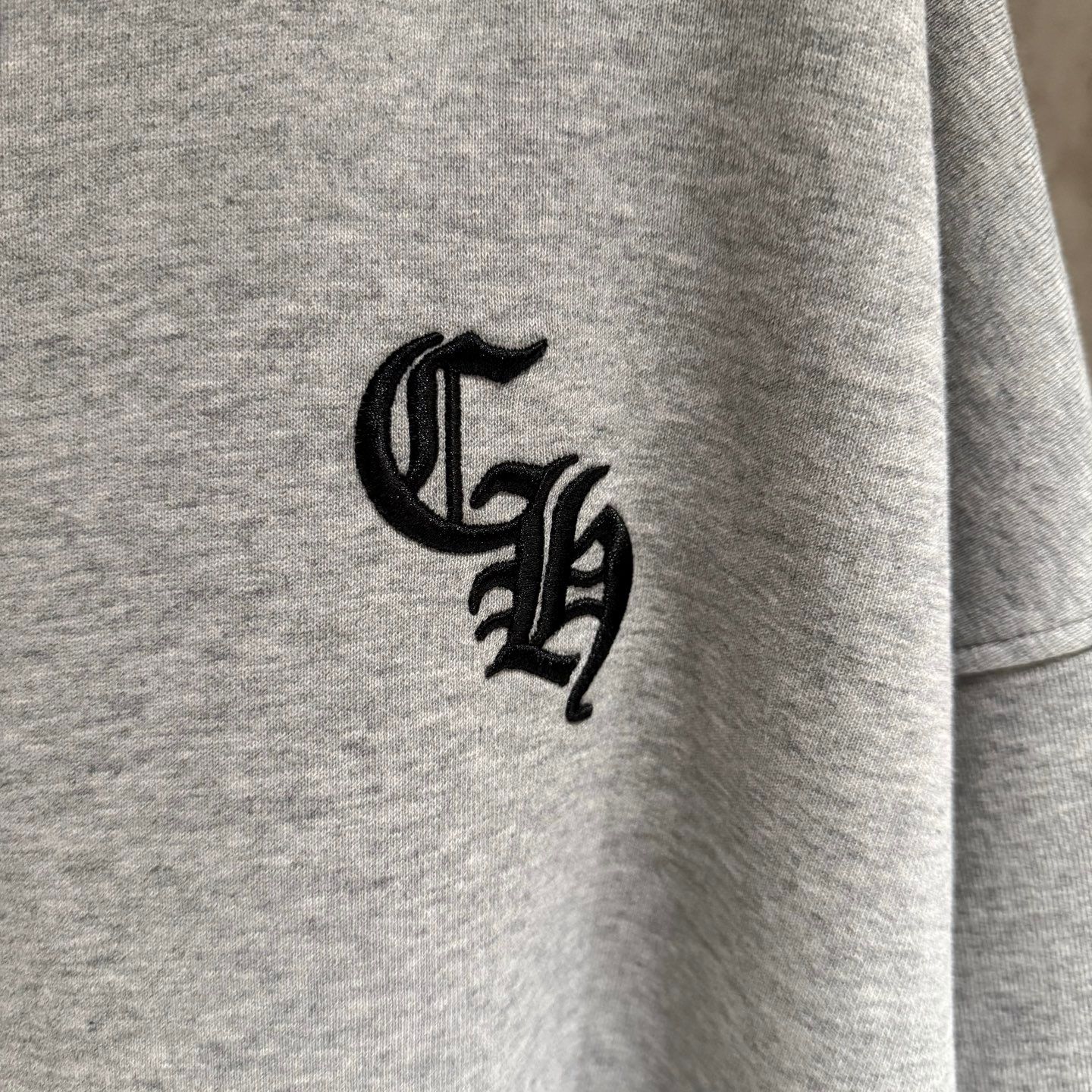 Embroidered CH Logo Grey Oversized Hoodie™