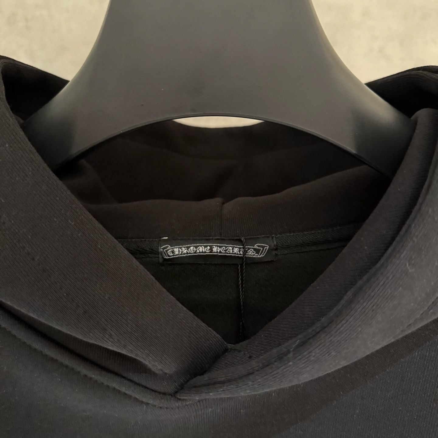 Leather Cross Patch Hood Black Hoodie™