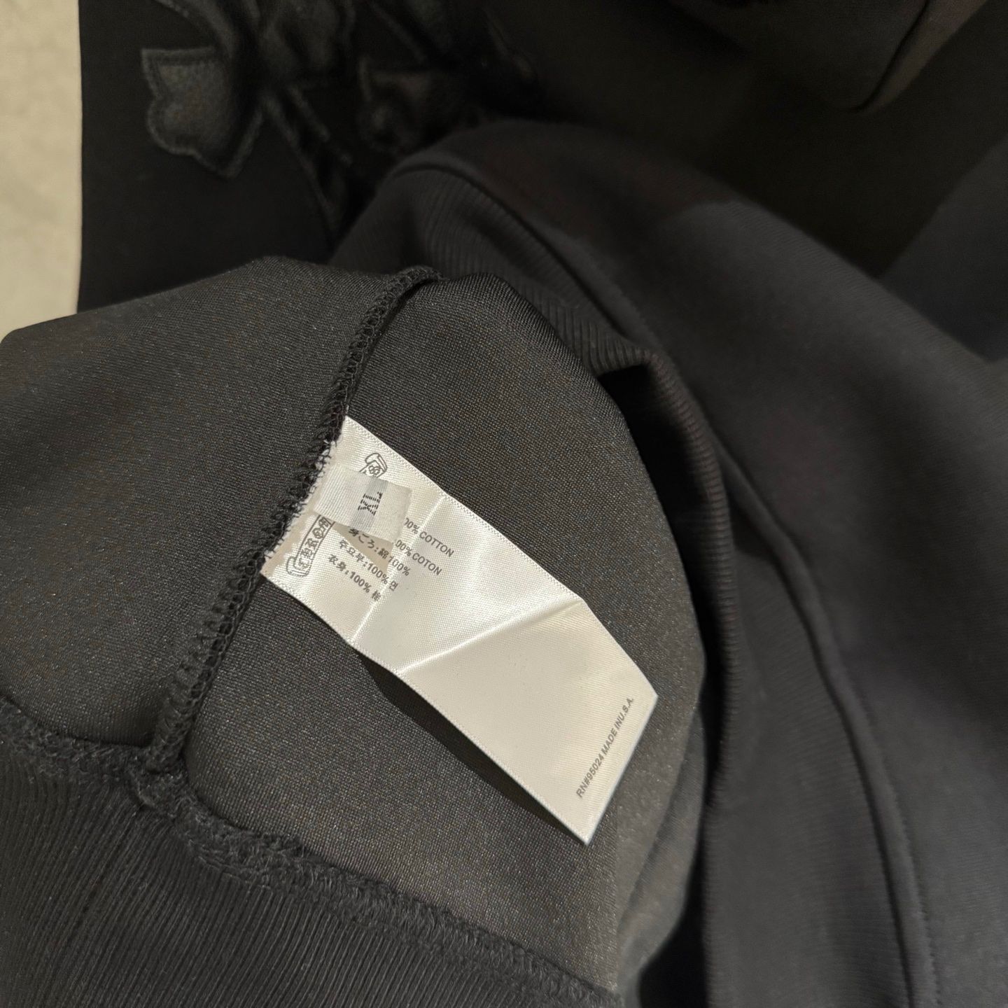 Leather Cross Patch Hood Black Hoodie™