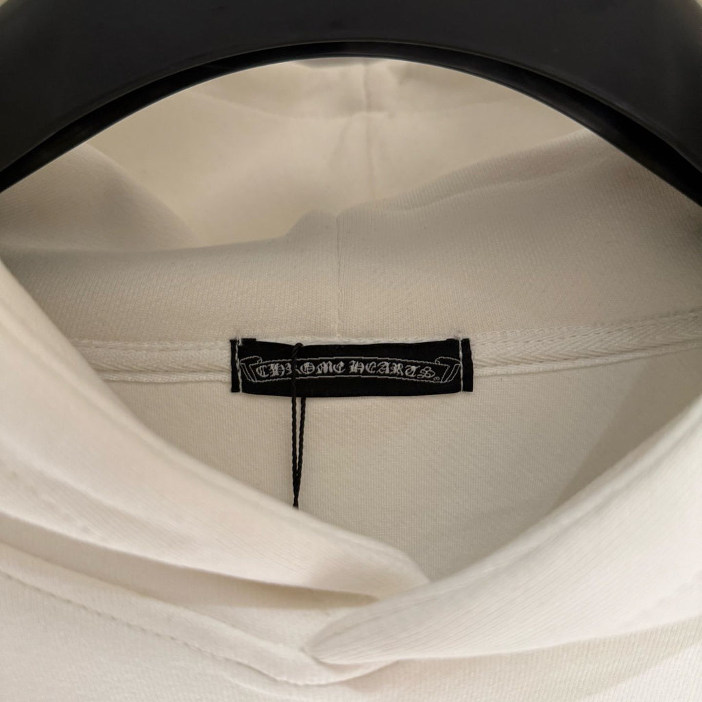 Leather Cross Patch Hood White Hoodie™