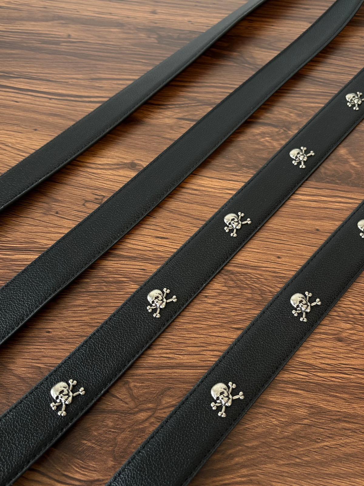 Skull & Bones Black Leather Belt™
