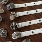 Miniature Crosses White Leather Belt™