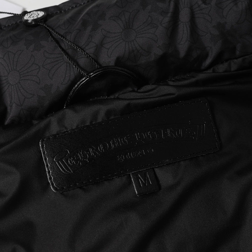 Flower Cross Pattern Black Puffer Jacket™