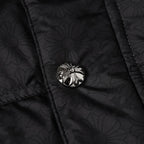Flower Cross Pattern Black Puffer Jacket™