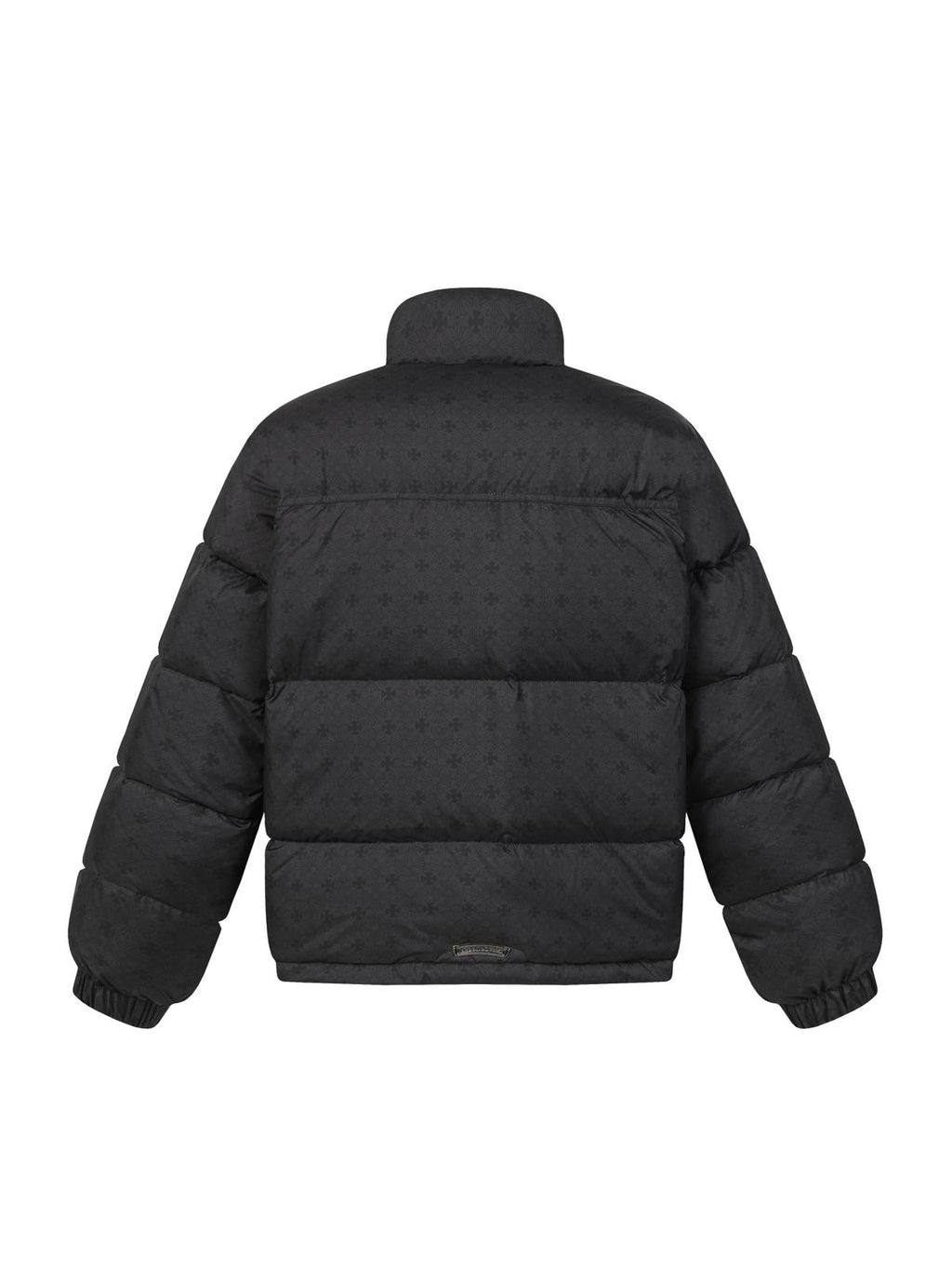 Flower Cross Pattern Black Puffer Jacket™