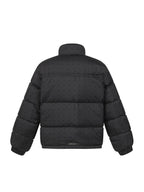 Flower Cross Pattern Black Puffer Jacket™