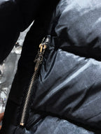 Flower Cross Pattern Black Puffer Down Jacket™