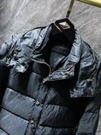 Flower Cross Pattern Black Puffer Down Jacket™