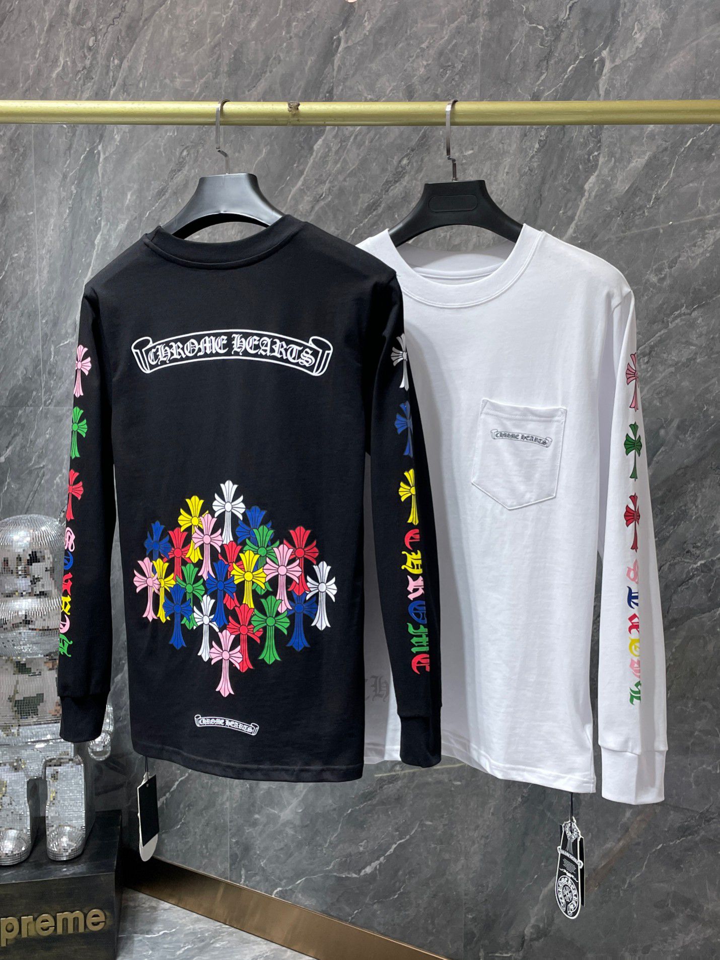 Multicolor Crosses White Long Sleeve™