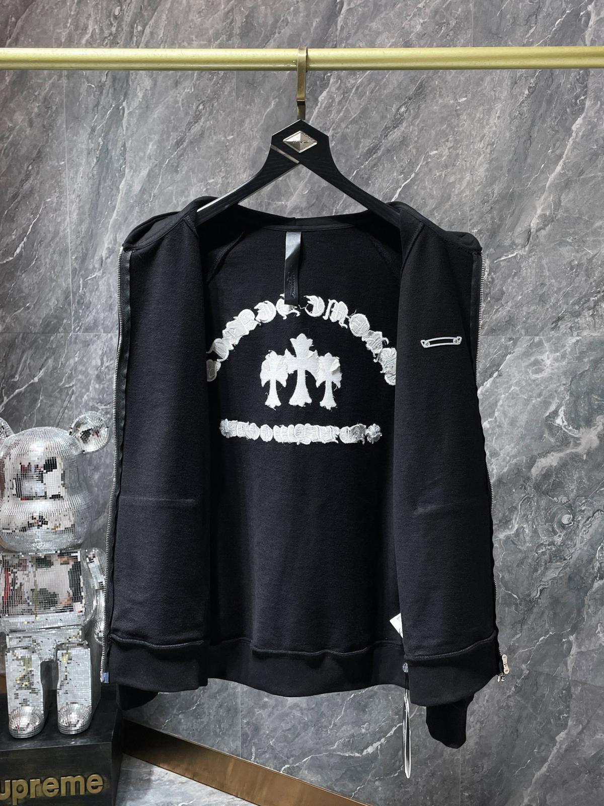 Hollywood White Triple Cross Black Full Zip Hoodie™