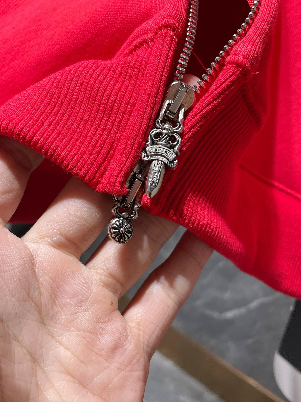 Hollywood White Triple Cross Red Full Zip Hoodie™