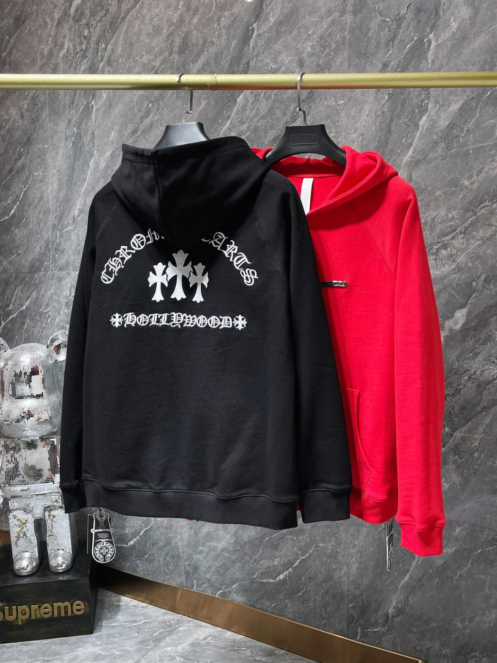 Hollywood White Triple Cross Black Full Zip Hoodie™