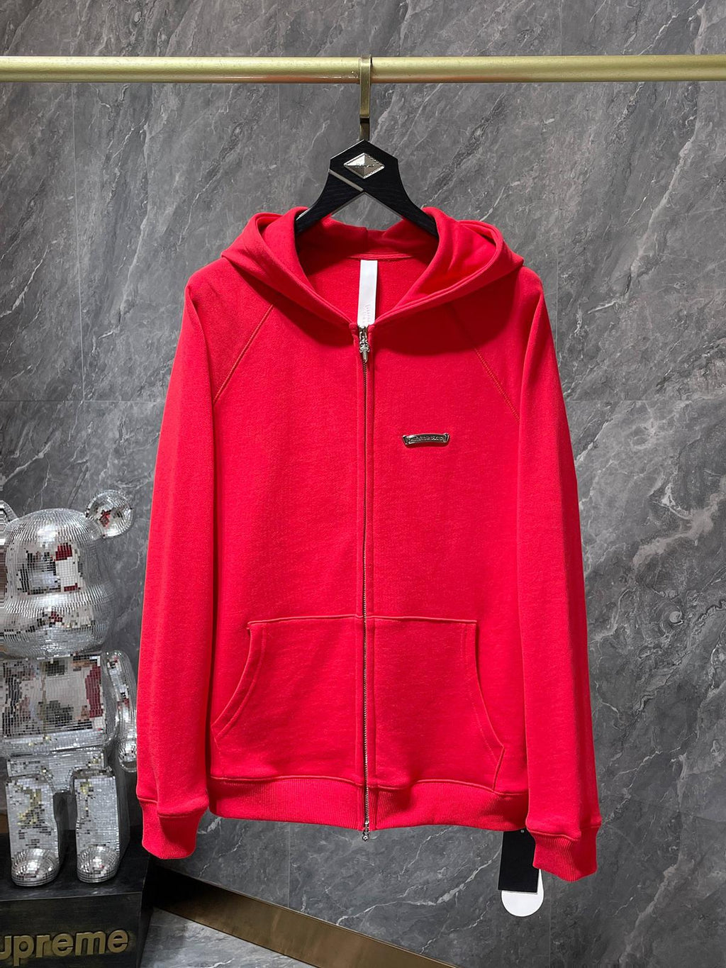 Hollywood White Triple Cross Red Full Zip Hoodie™