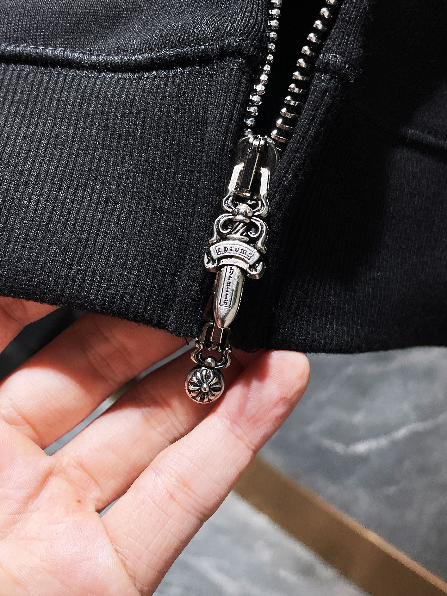 Hollywood White Triple Cross Black Full Zip Hoodie™