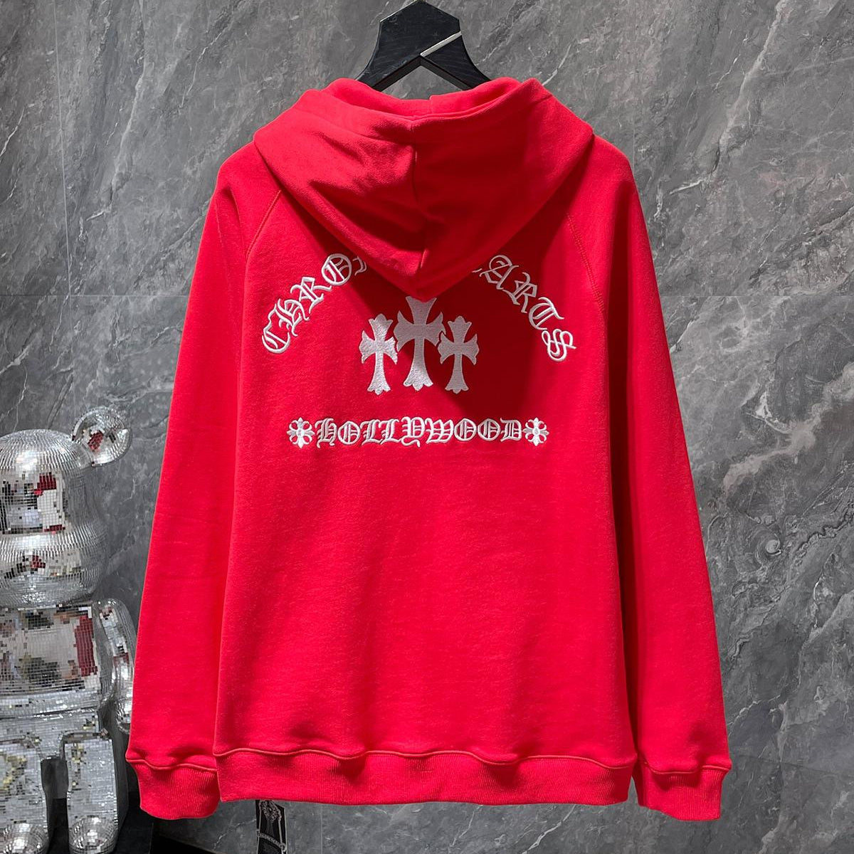 Hollywood White Triple Cross Red Full Zip Hoodie™
