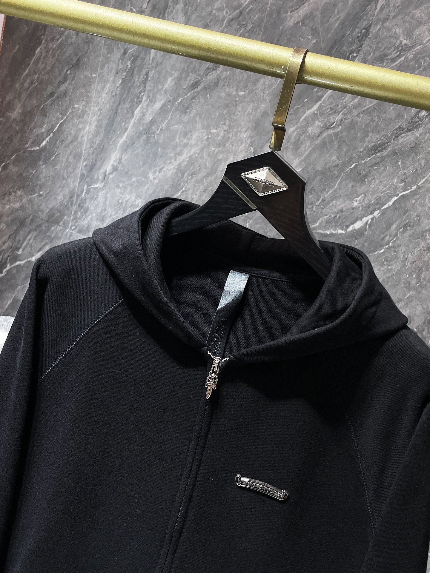 Hollywood White Triple Cross Black Full Zip Hoodie™