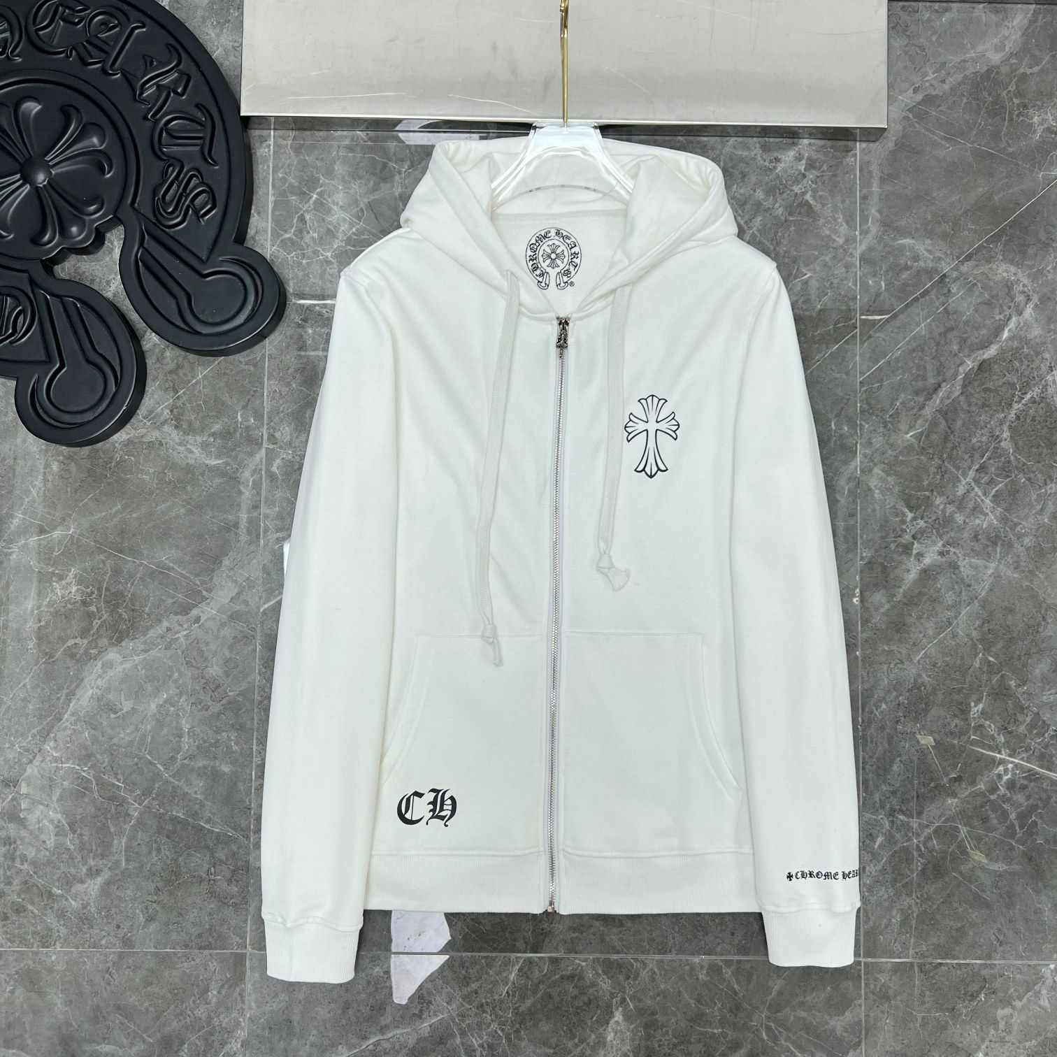 Cross Logo White Hoodie™