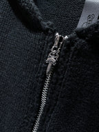 Pink Leather Cross Patch Black Wool Hoodie™