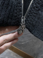 Leather Floral Sleeve Black Wool Hoodie™