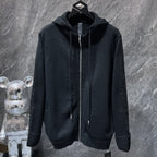 Leather Floral Sleeve Black Wool Hoodie™