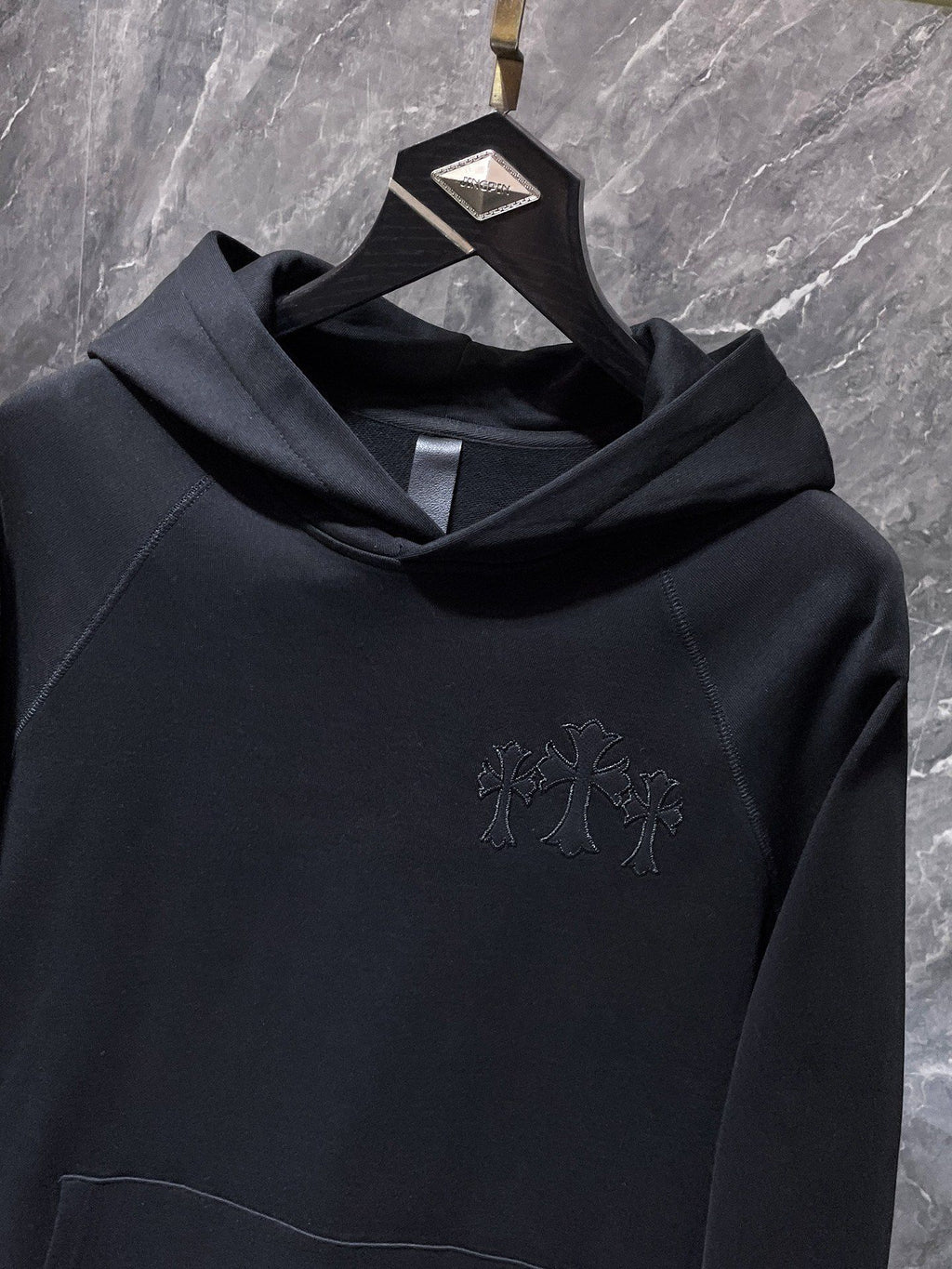 Triple Cross & Initials Logo Black Hoodie™