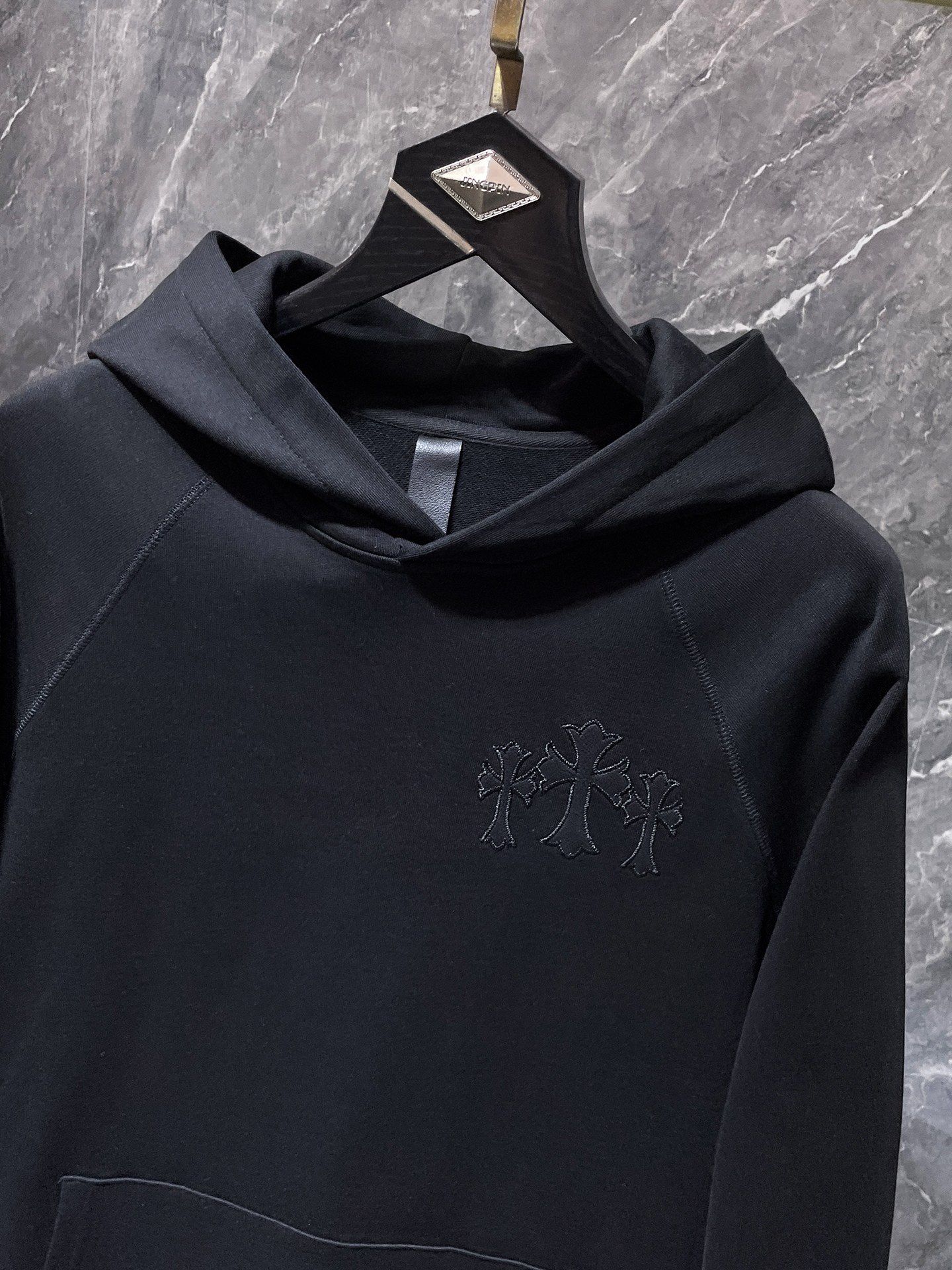 Triple Cross & Initials Logo Black Hoodie™