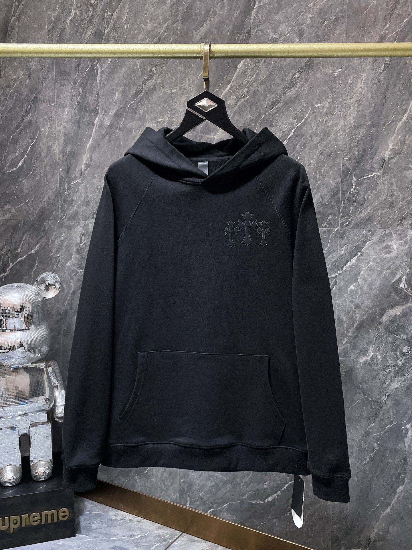 Triple Cross & Initials Logo Black Hoodie™
