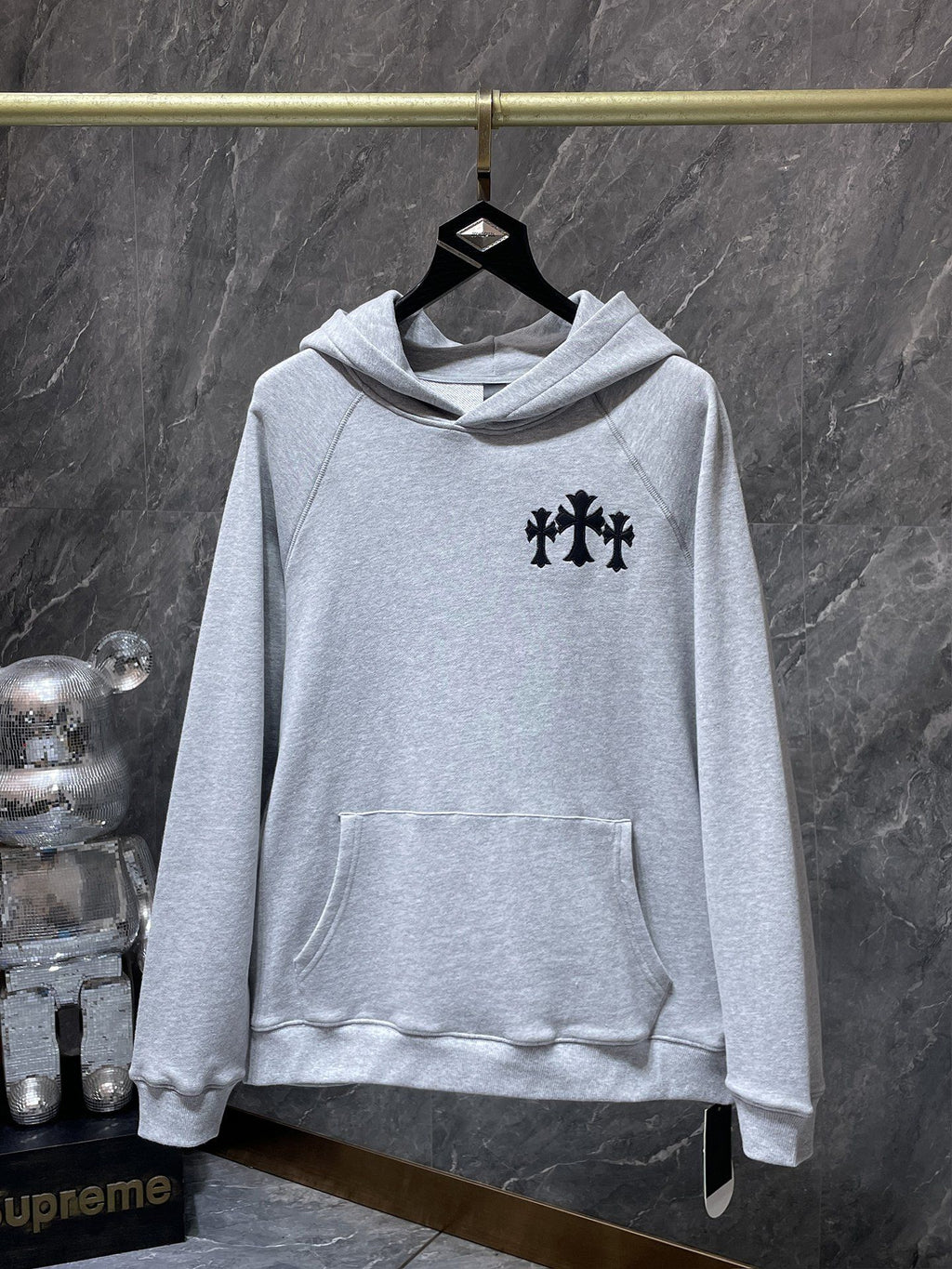 Triple Cross & Initials Logo Grey Hoodie™