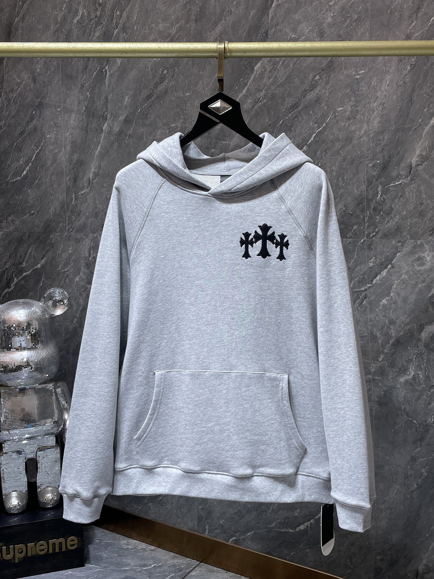 Triple Cross & Initials Logo Grey Hoodie™