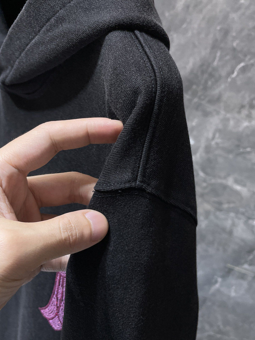 Pink Rhinestone Cross Black Hoodie™