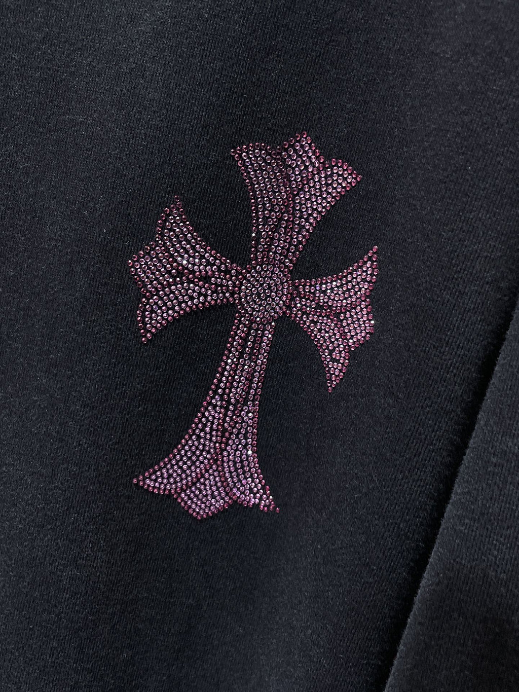 Pink Rhinestone Cross Black Hoodie™