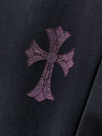 Pink Rhinestone Cross Black Hoodie™