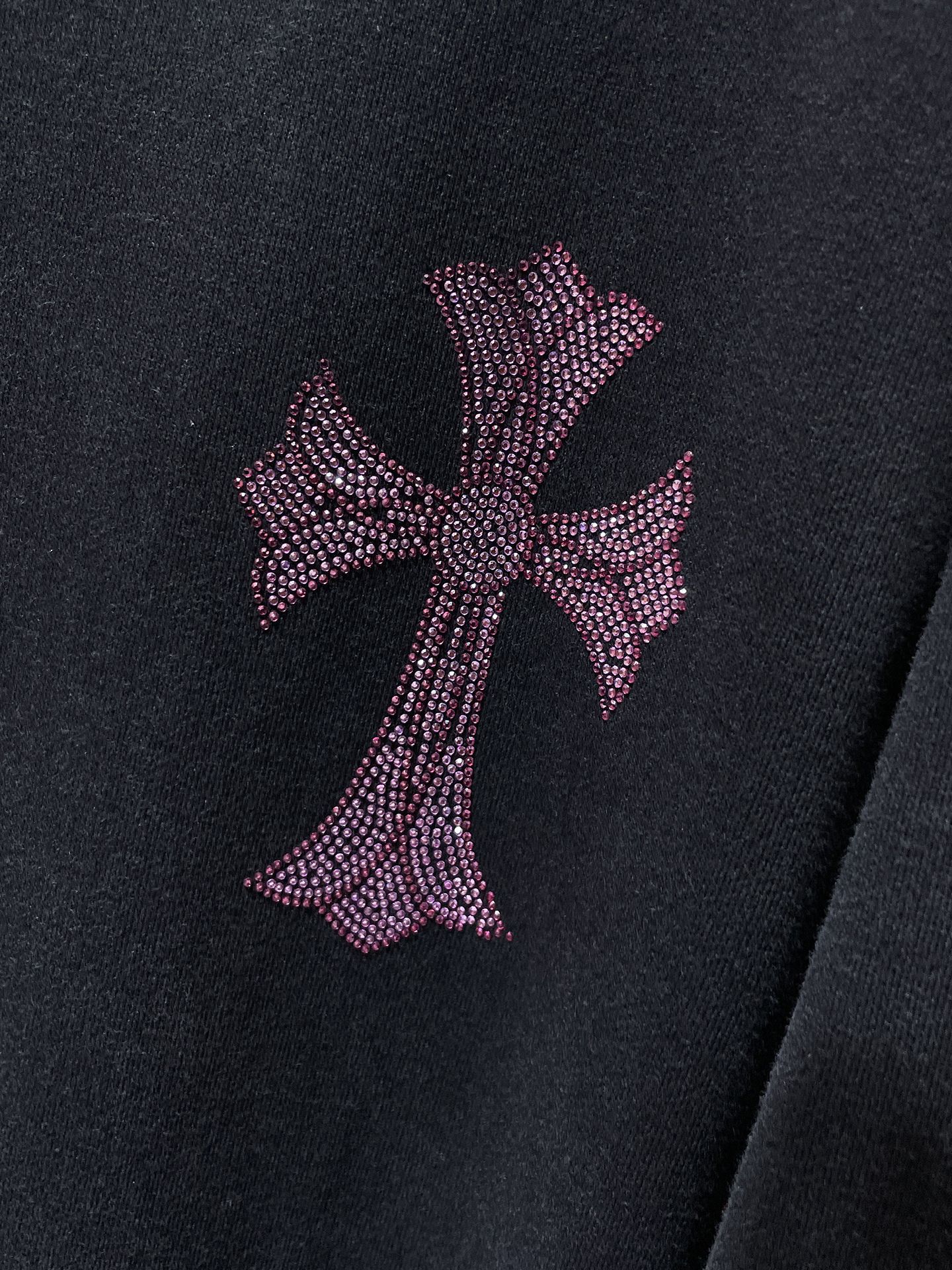 Pink Rhinestone Cross Black Hoodie™