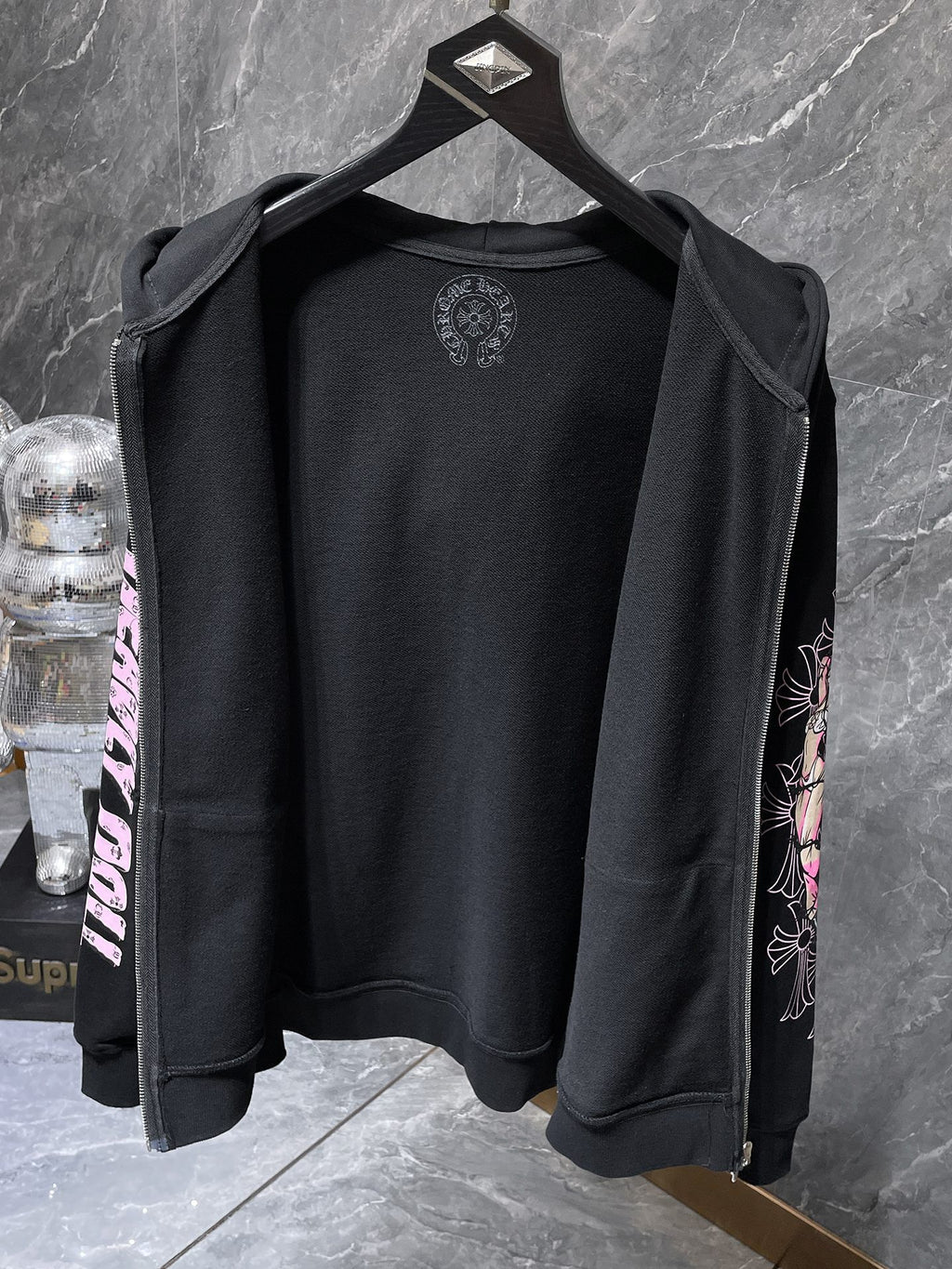 Pink Deadly Doll Black Full Zip Hoodie™
