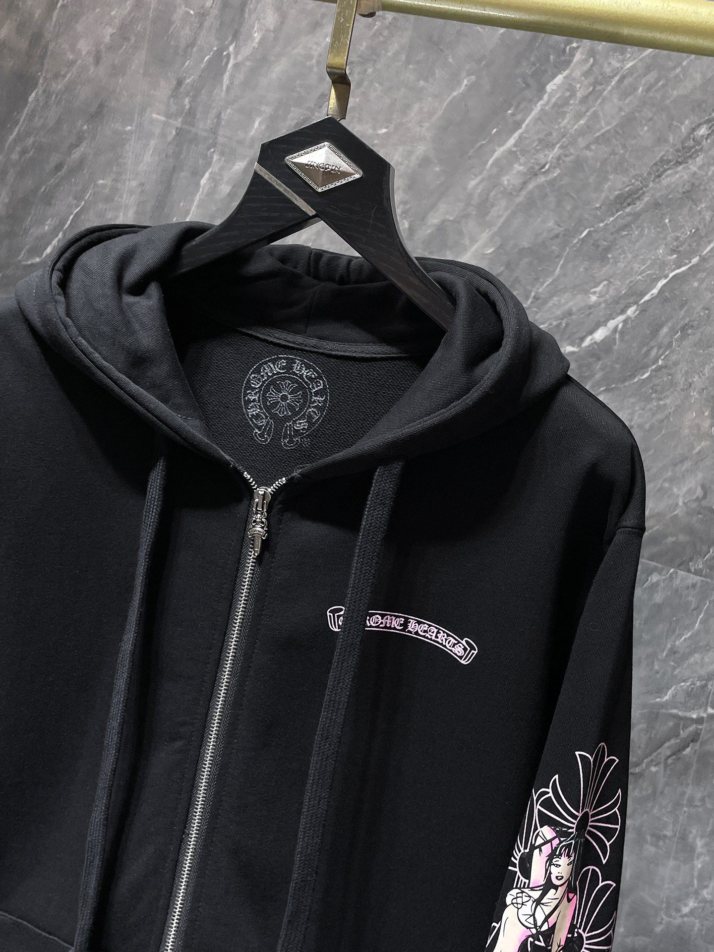 Pink Deadly Doll Black Full Zip Hoodie™