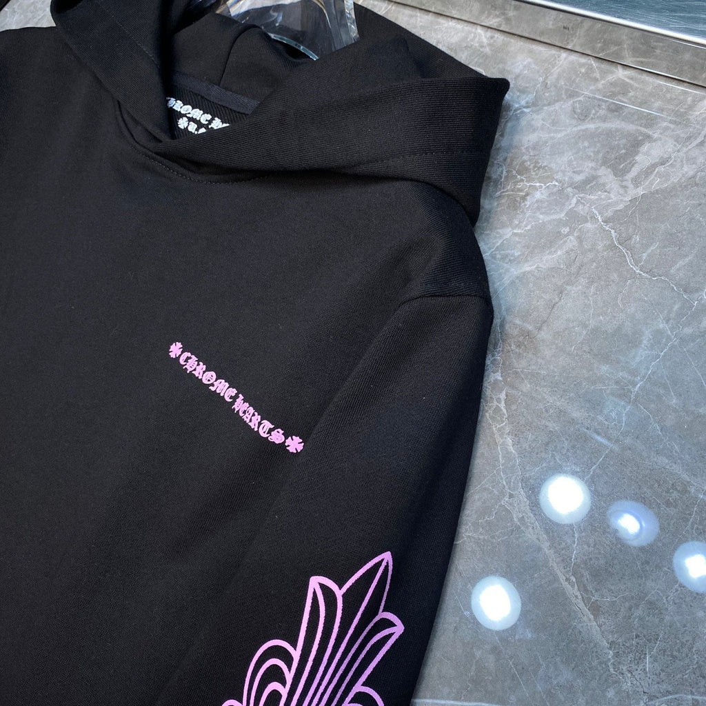 Pink Typography Logo USA Black Hoodie™