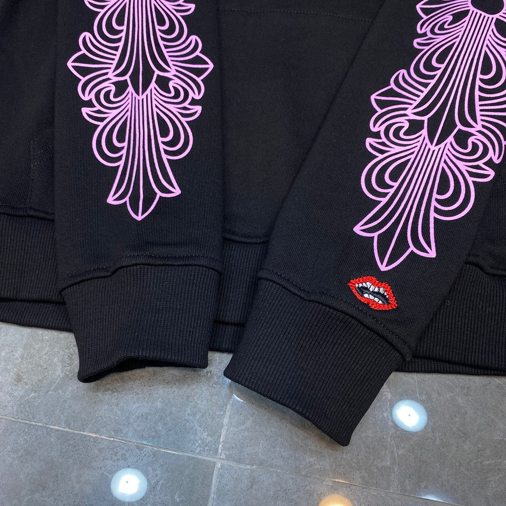 Pink Typography Logo USA Black Hoodie™