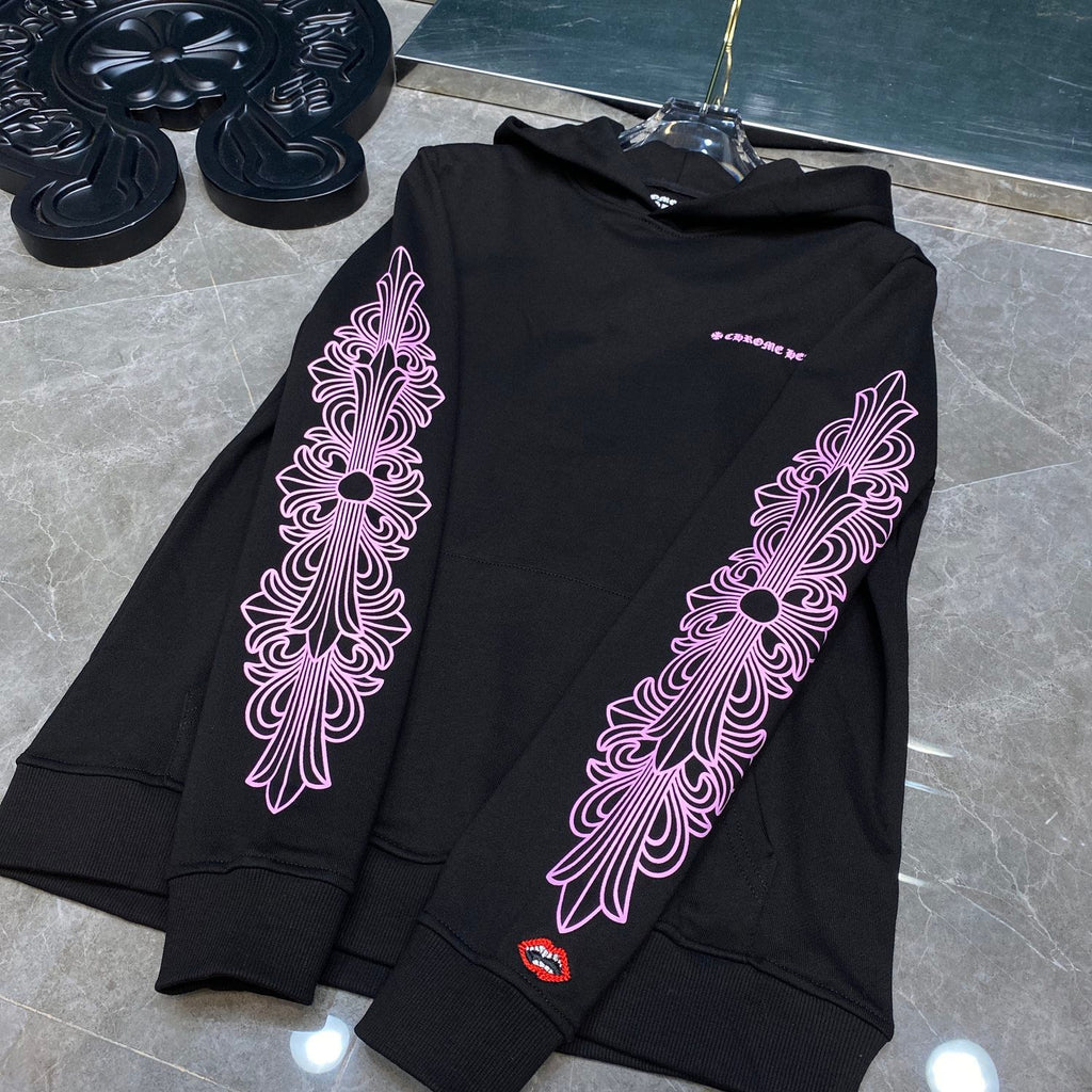 Pink Typography Logo USA Black Hoodie™