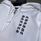 Multicolor Leather Cross Sleeves White Full Zip Hoodie™