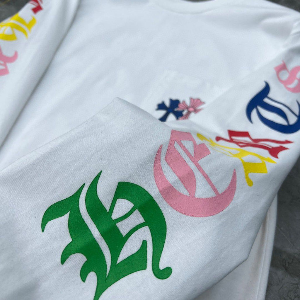 Stacked Multicolor Crosses White Long Sleeve™