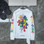 Stacked Multicolor Crosses White Long Sleeve™