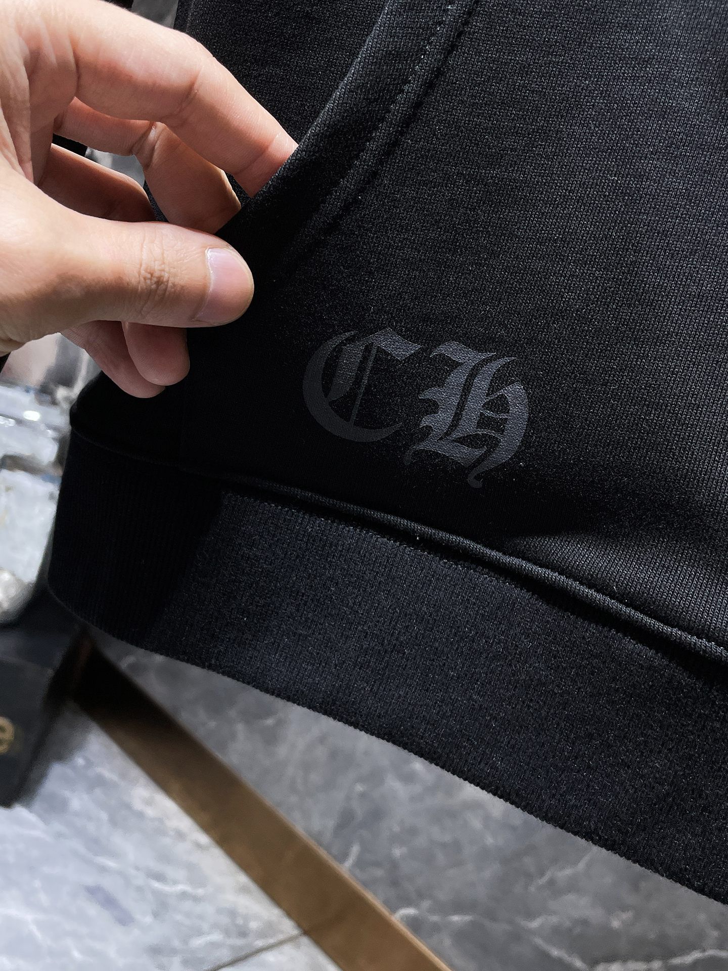 White Typography Logo Black Hoodie™