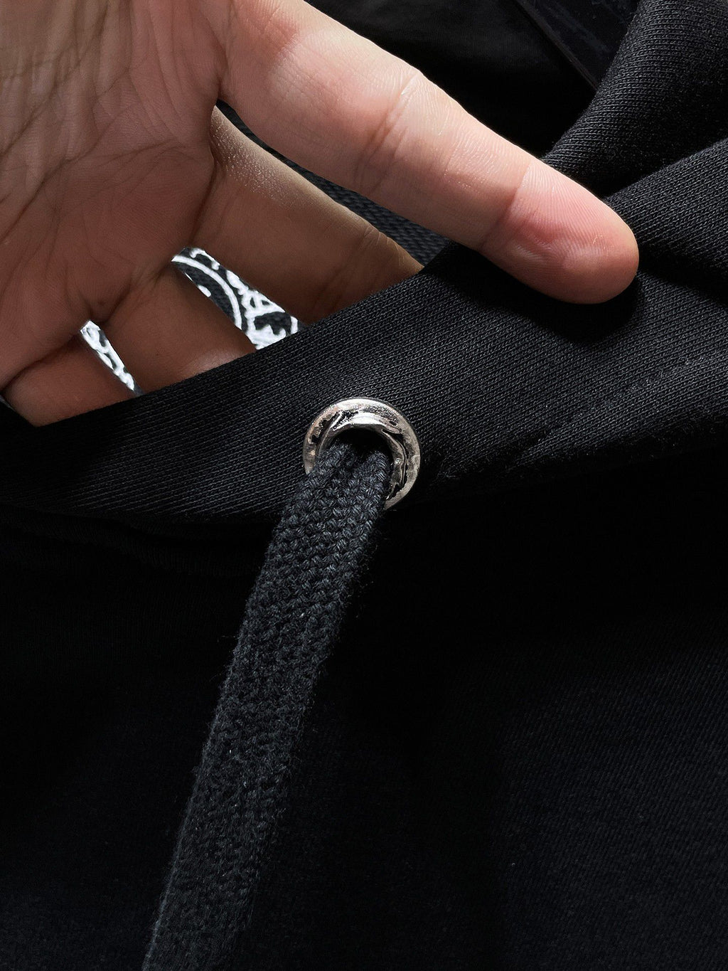 White Typography Logo Black Hoodie™