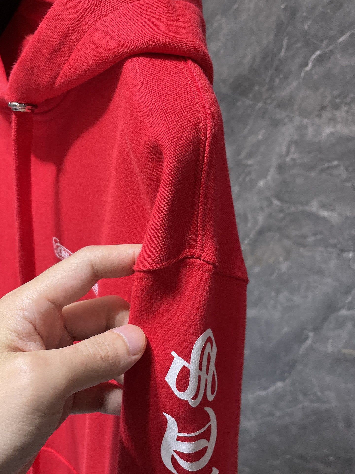 White Typography Logo Red Hoodie™