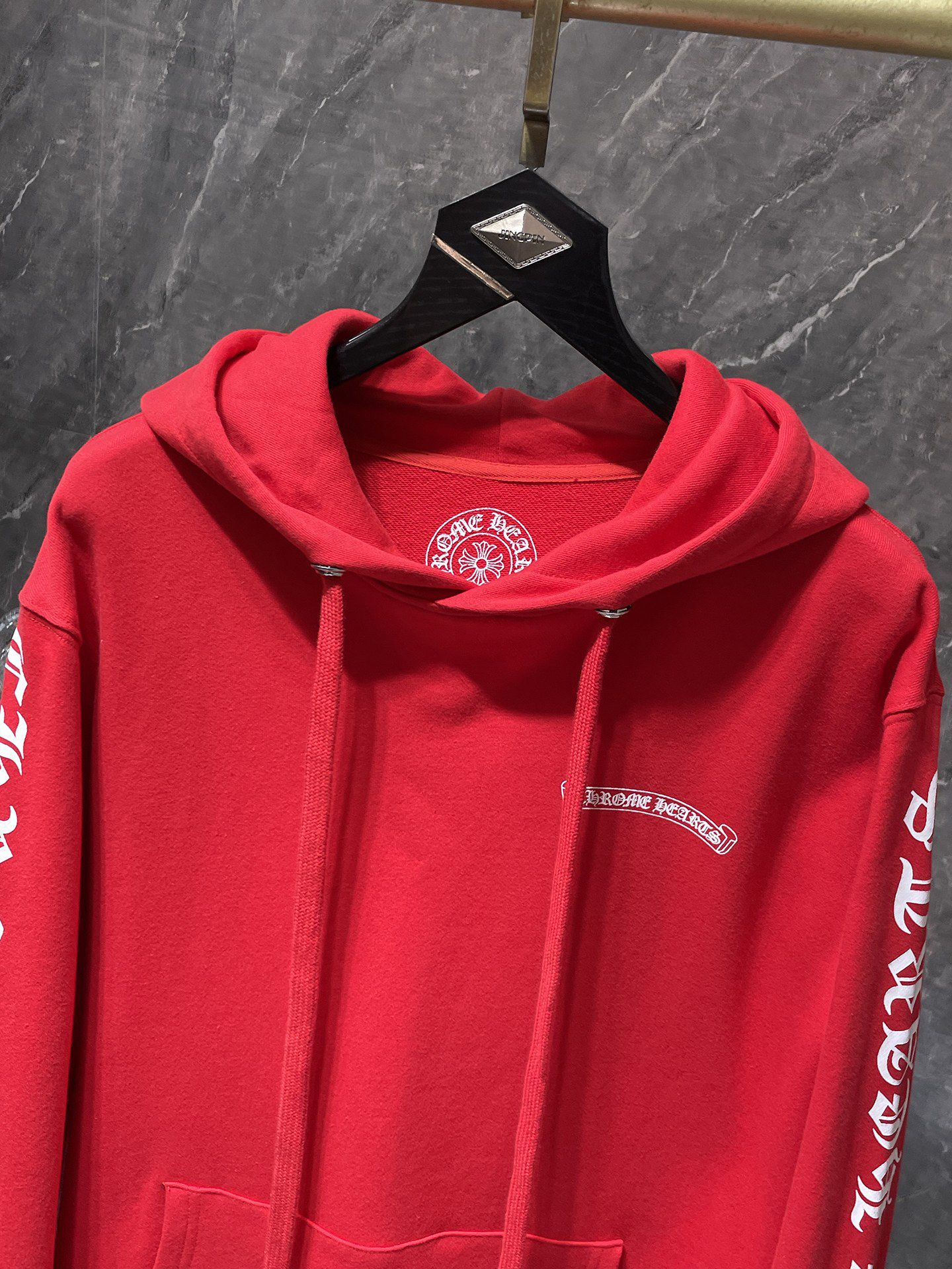 White Typography Logo Red Hoodie™