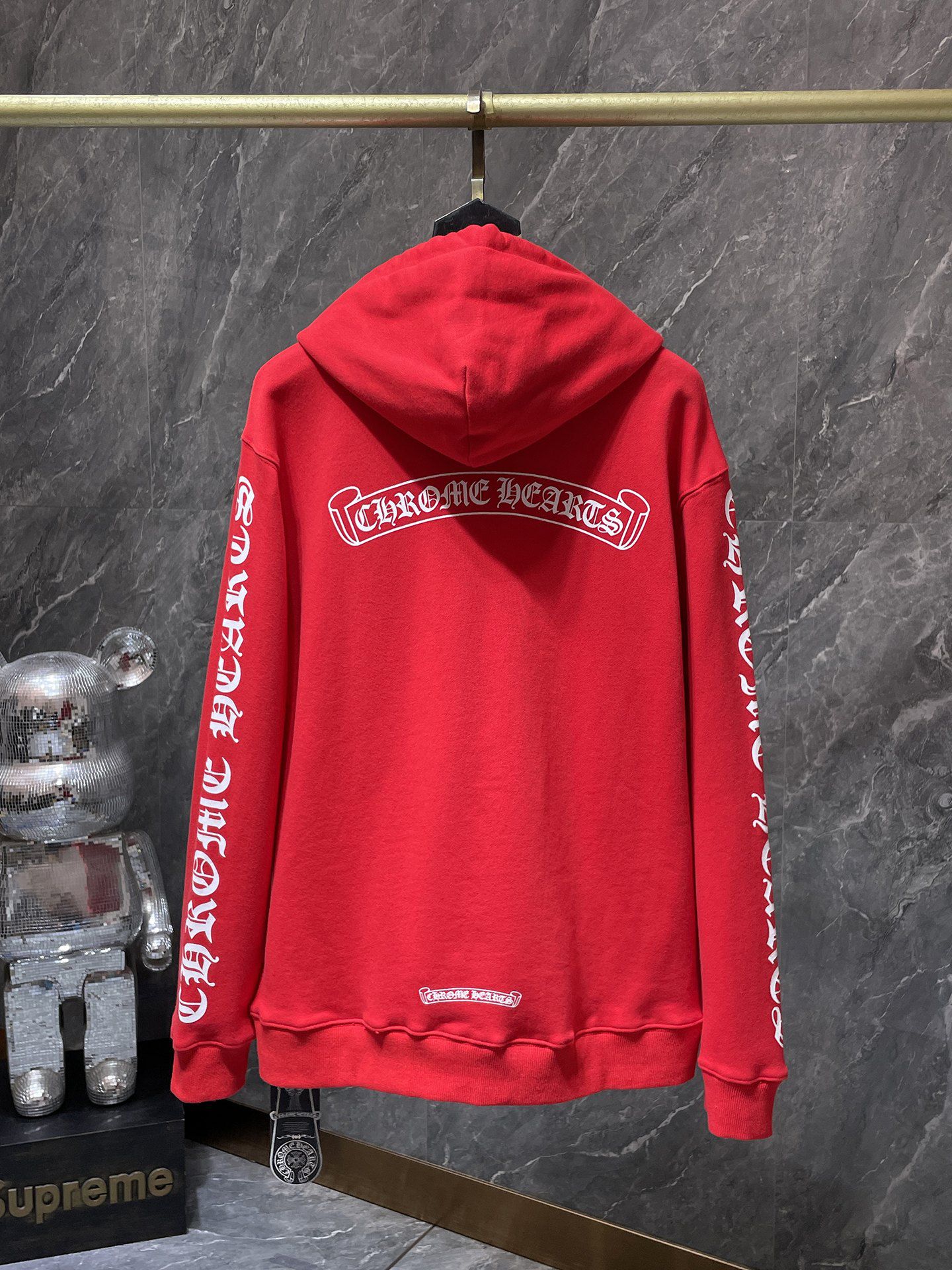 White Typography Logo Red Hoodie™