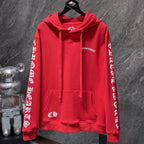 White Typography Logo Red Hoodie™