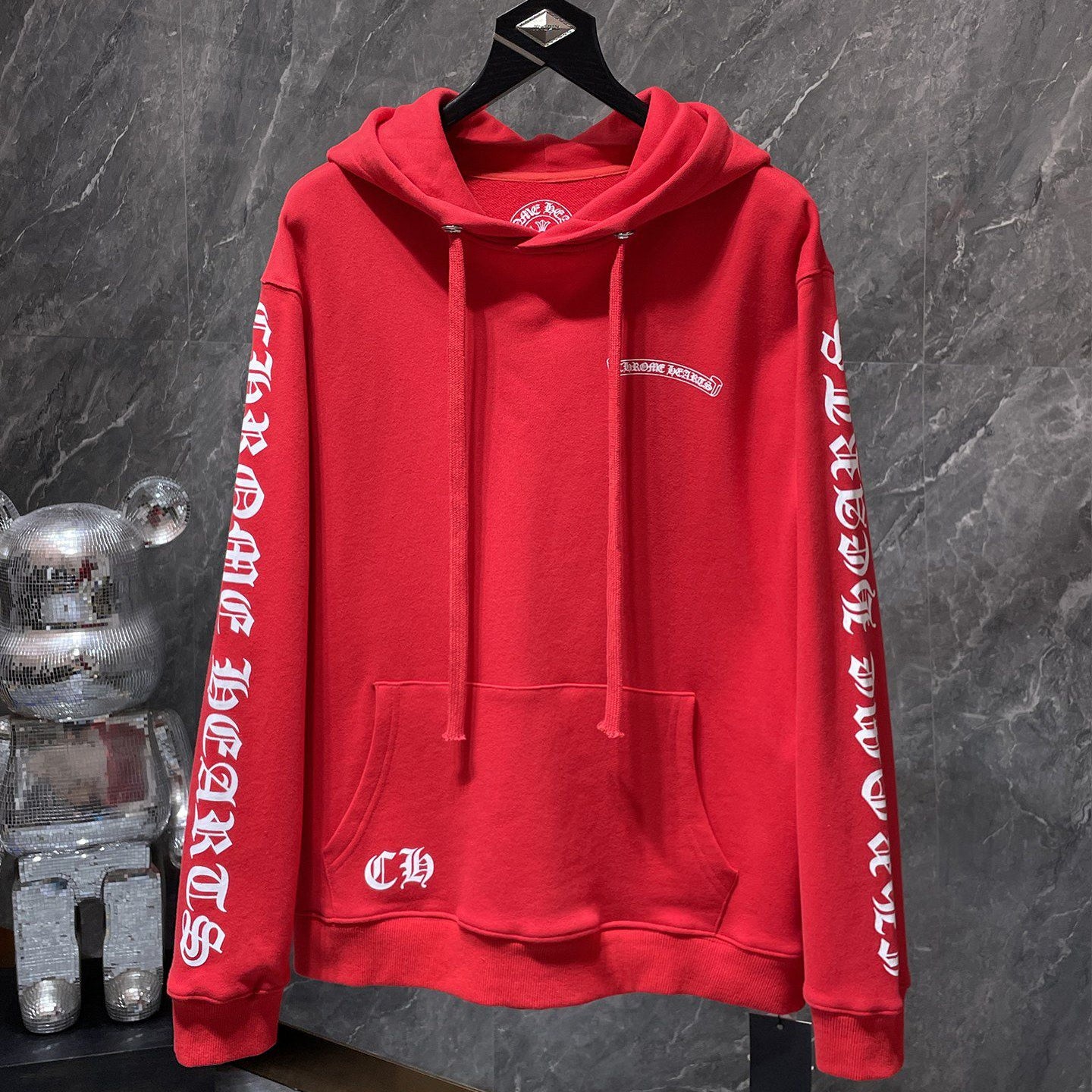 White Typography Logo Red Hoodie™